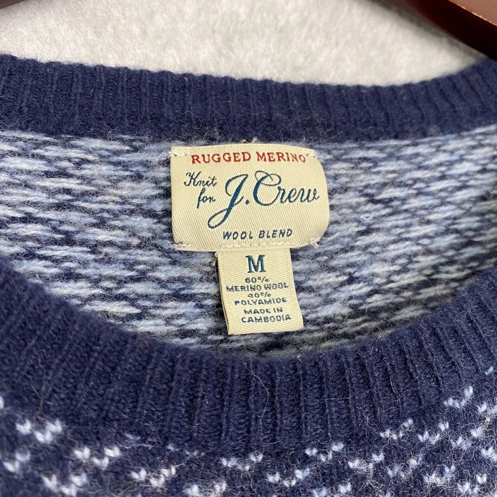 J. Crew Sweater Mens M Blue Merino Rugged Crewneck Pullover